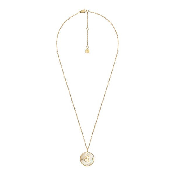 Fossil Leo Sutton Zodiac Gold-Tone Stainless Steel Gold Mother-of-Pearl Pendant Necklace - Preorder