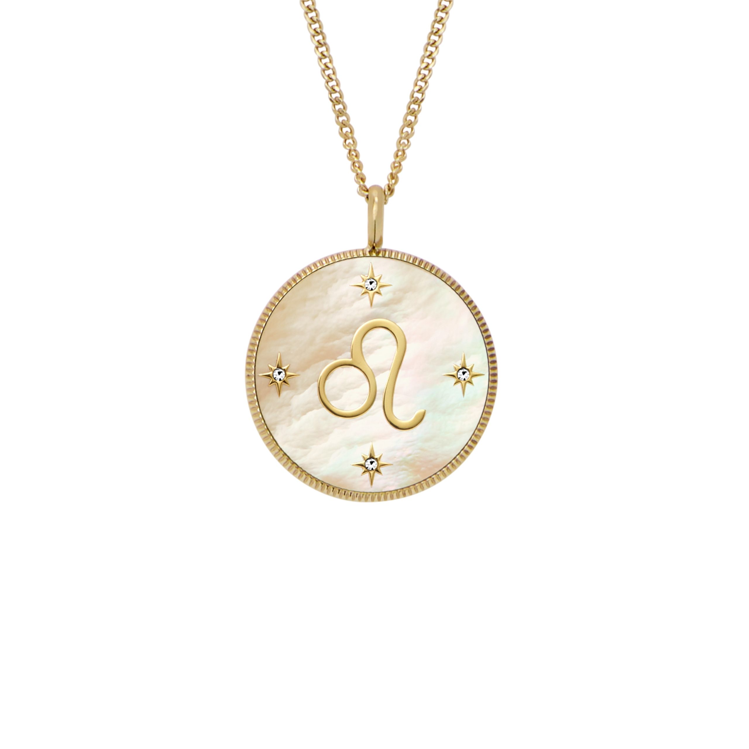 Fossil Leo Sutton Zodiac Gold-Tone Stainless Steel Gold Mother-of-Pearl Pendant Necklace - Preorder - Image 5