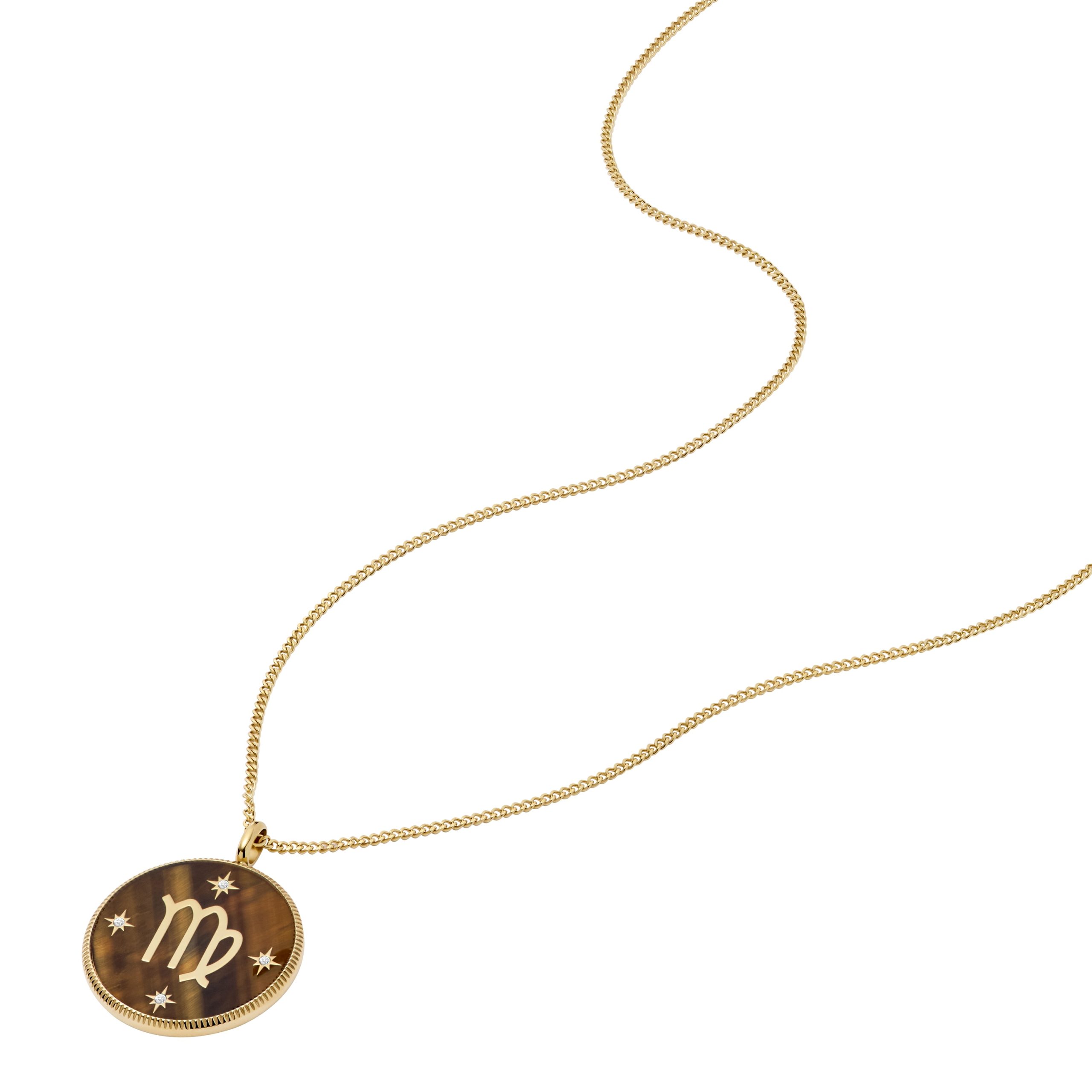 Fossil Virgo Sutton Zodiac Gold-Tone Stainless Steel Tiger's Eye Pendant Necklace - Preorder - Image 6