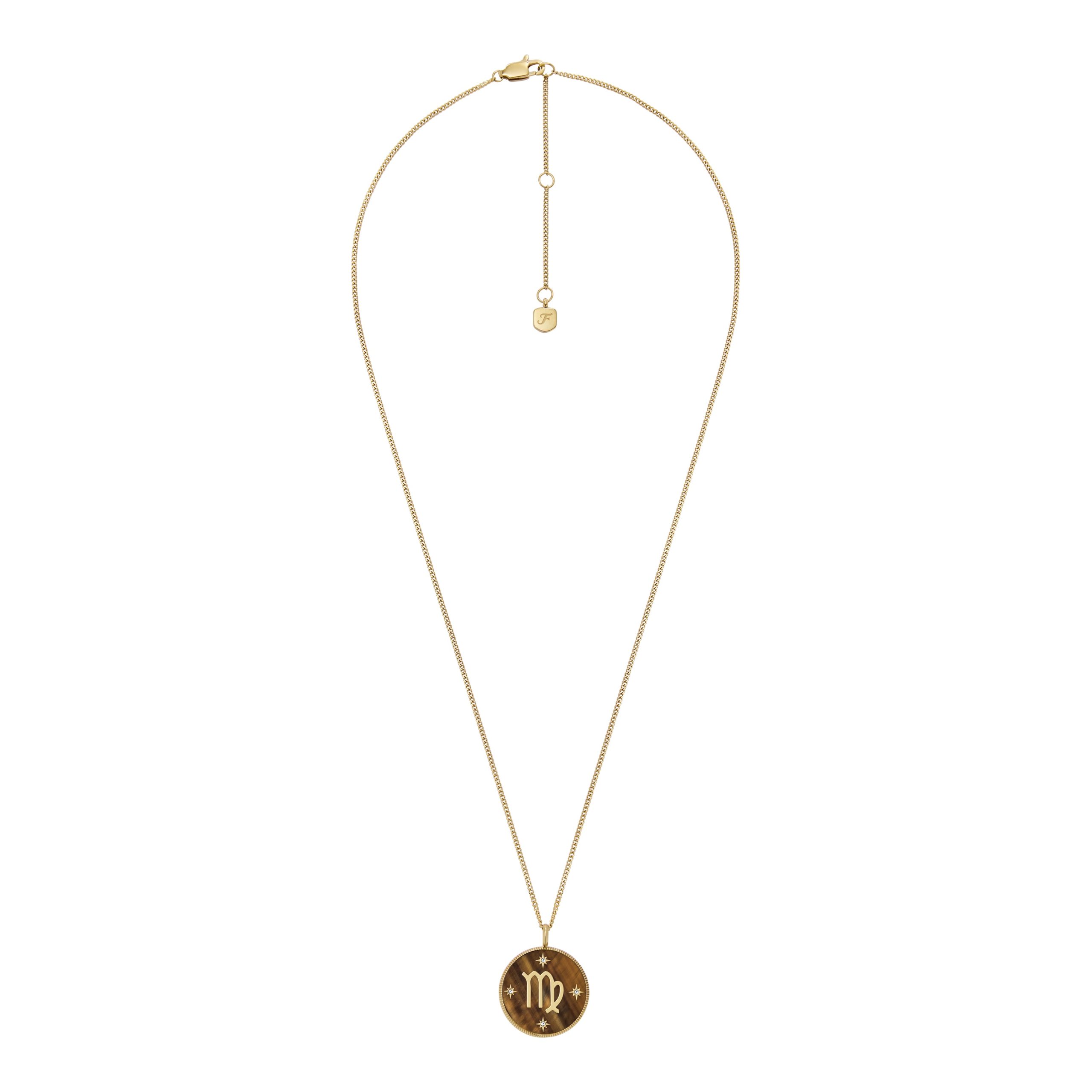 Fossil Virgo Sutton Zodiac Gold-Tone Stainless Steel Tiger's Eye Pendant Necklace - Preorder - Image 7
