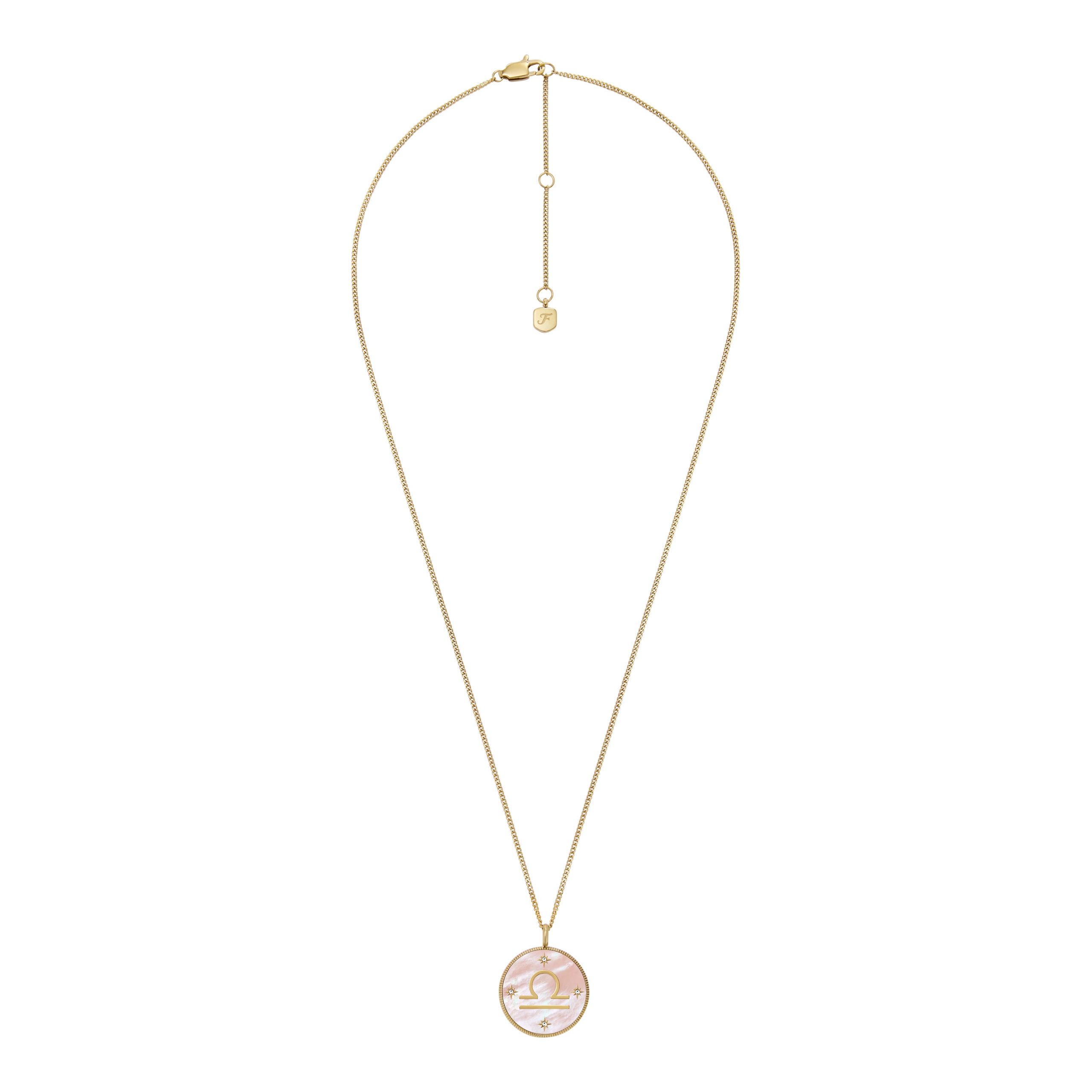 Fossil Libra Sutton Zodiac Gold-Tone Stainless Steel Pink Mother-of-Pearl Pendant Necklace - Preorder - Image 7