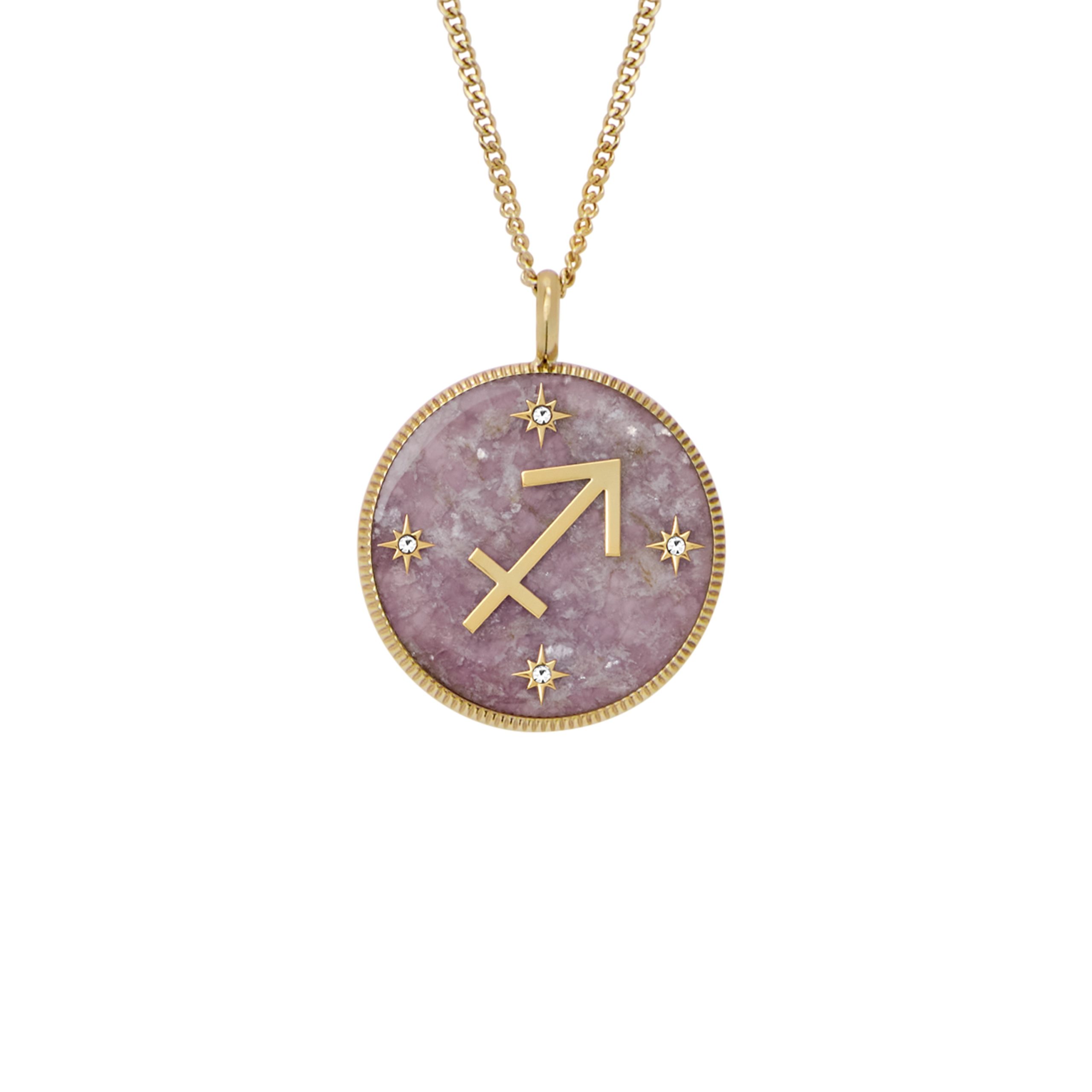 Fossil Sagittarius Sutton Zodiac Gold-Tone Stainless Steel Purple Amethyst Pendant Necklace - Preorder - Image 5