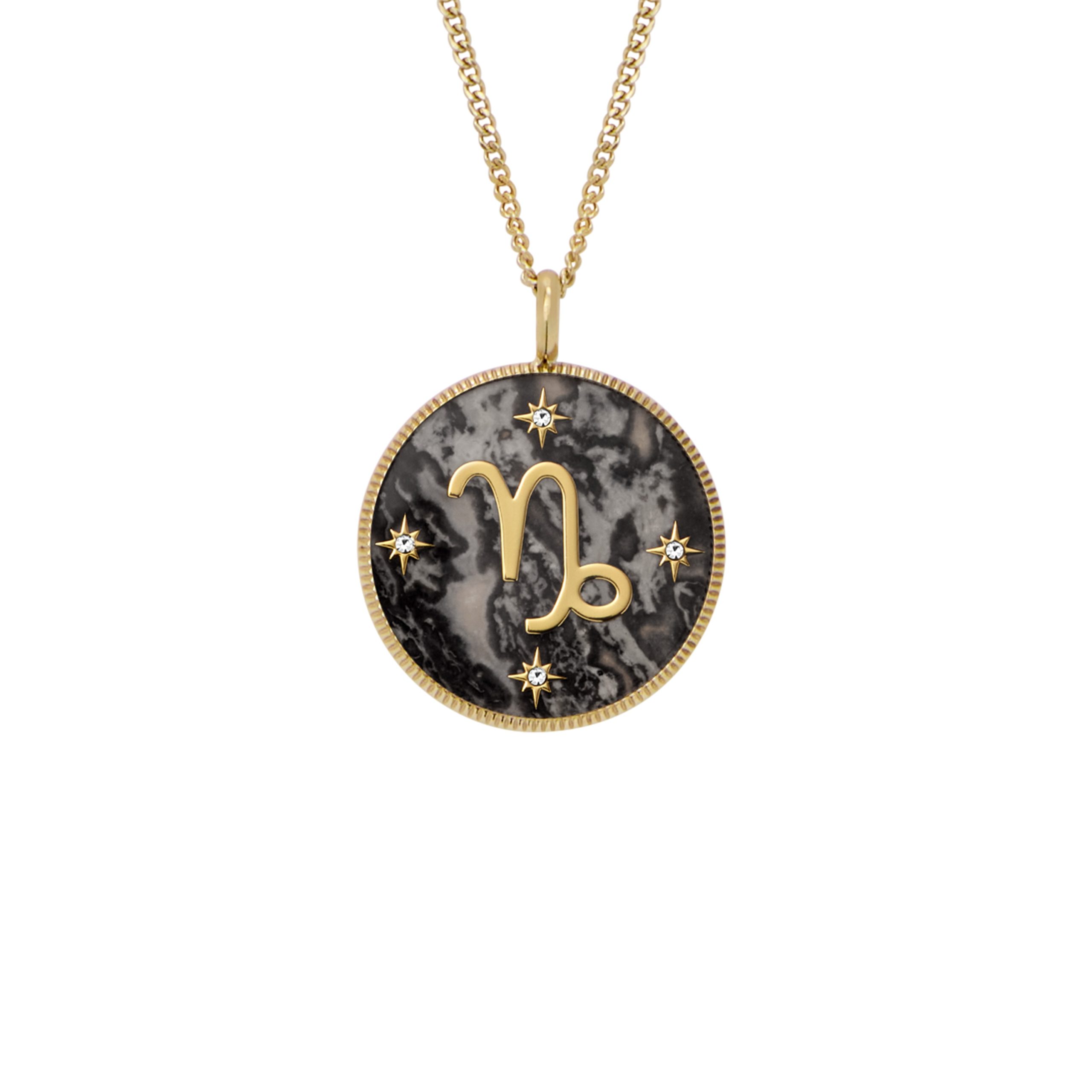 Fossil Capricorn Sutton Zodiac Gold-Tone Stainless Steel Gray Hematite Pendant Necklace - Preorder - Image 5