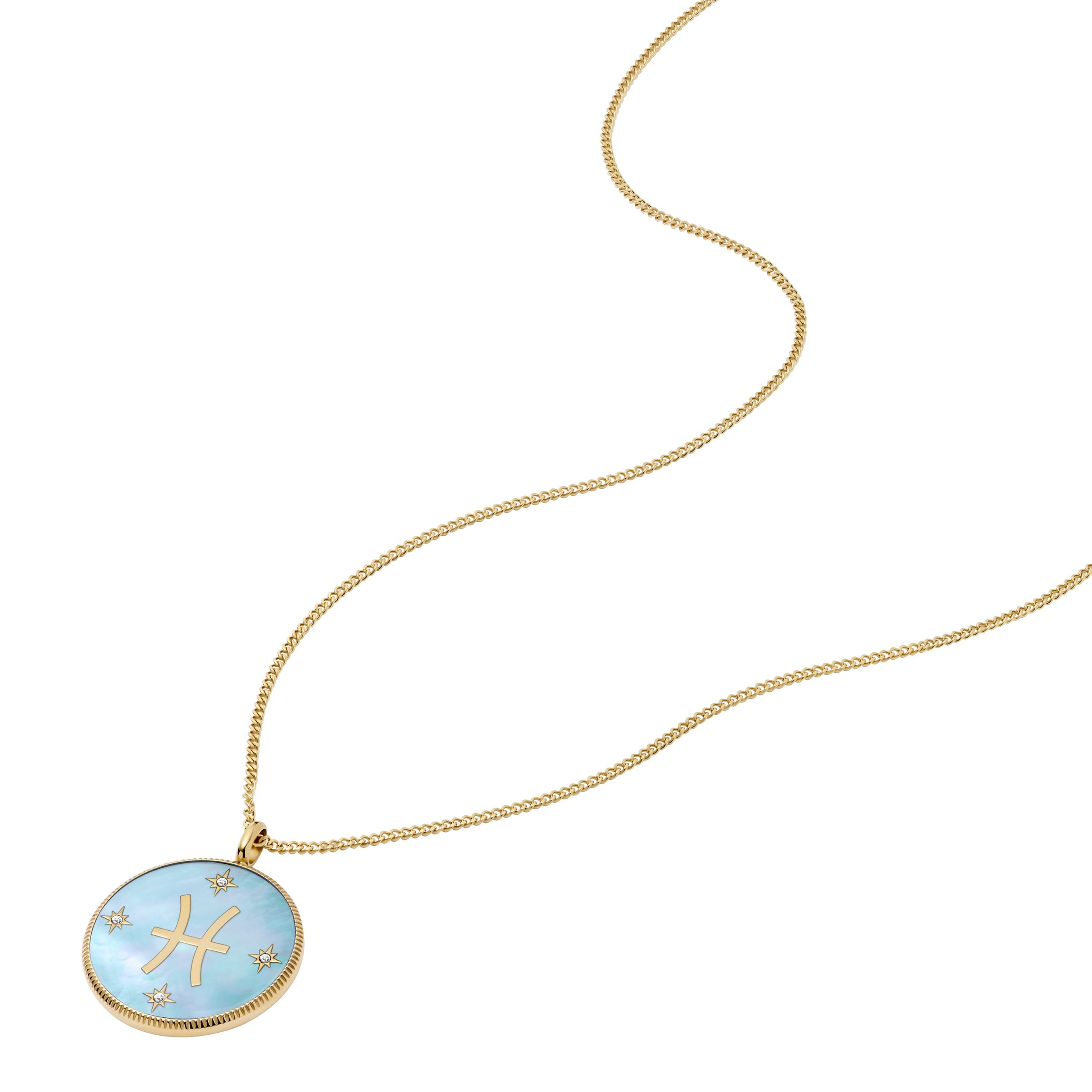 Fossil Pisces Sutton Zodiac Gold-Tone Stainless Steel Green Mother-of-Pearl Pendant Necklace - Preorder - Image 6