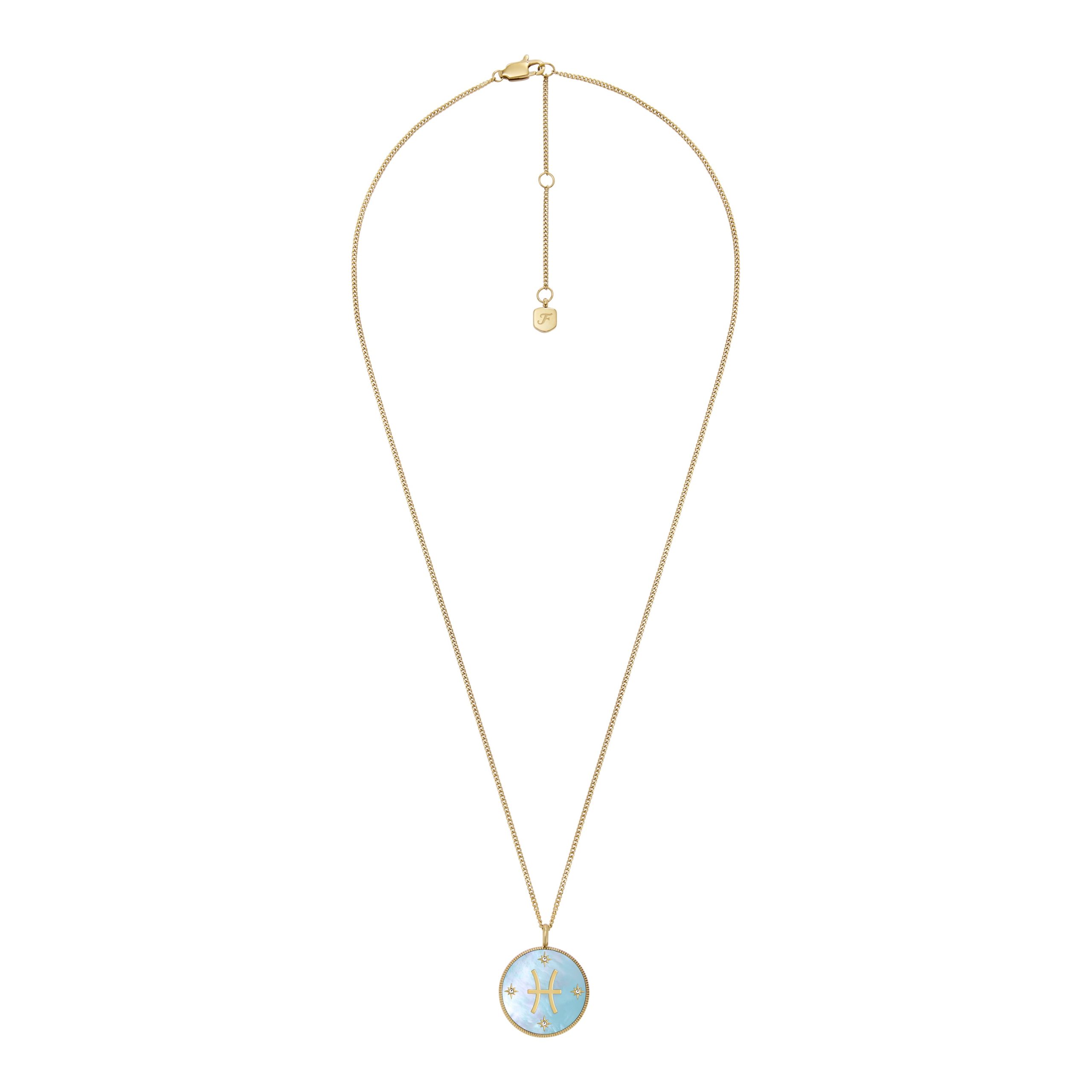 Fossil Pisces Sutton Zodiac Gold-Tone Stainless Steel Green Mother-of-Pearl Pendant Necklace - Preorder - Image 7