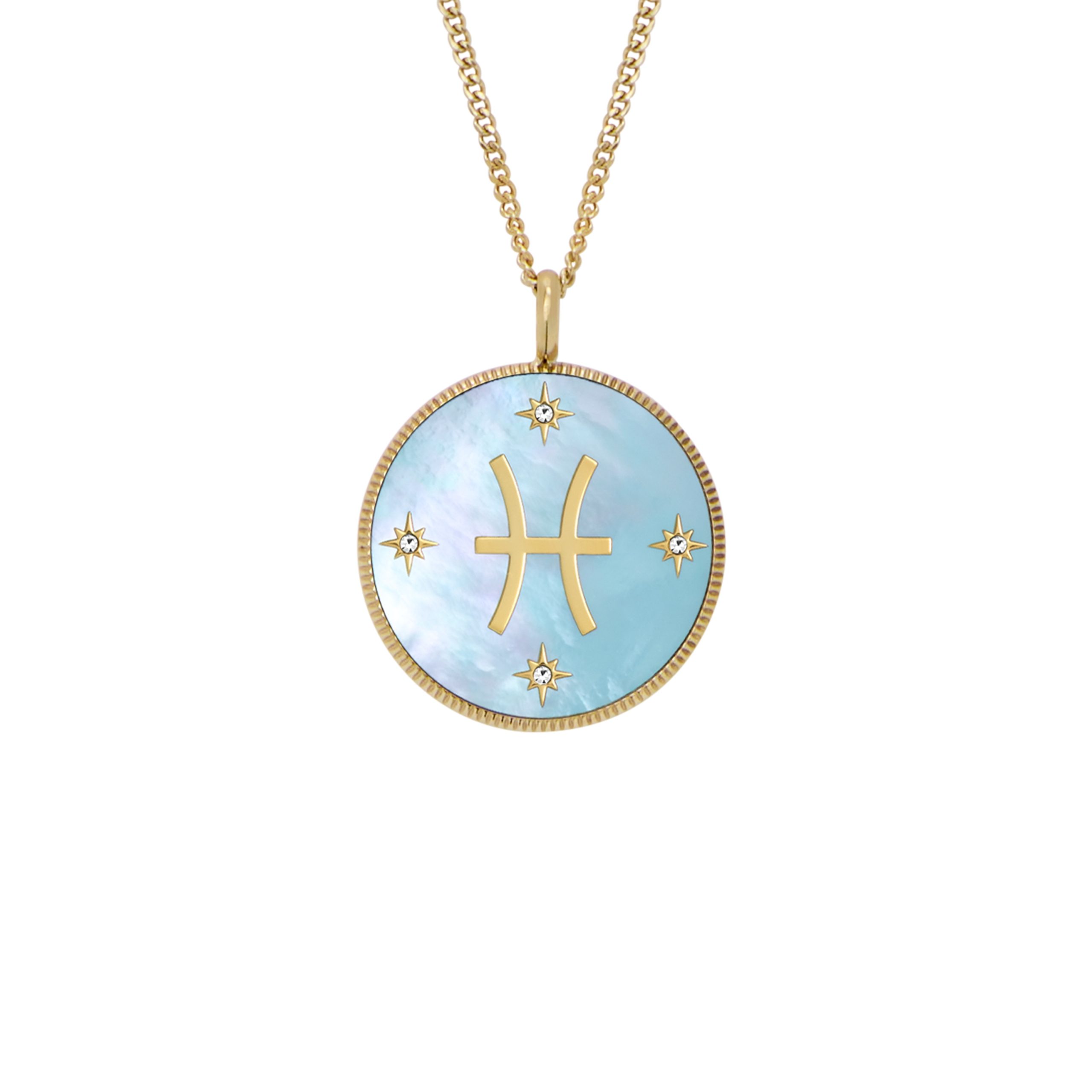 Fossil Pisces Sutton Zodiac Gold-Tone Stainless Steel Green Mother-of-Pearl Pendant Necklace - Preorder - Image 5