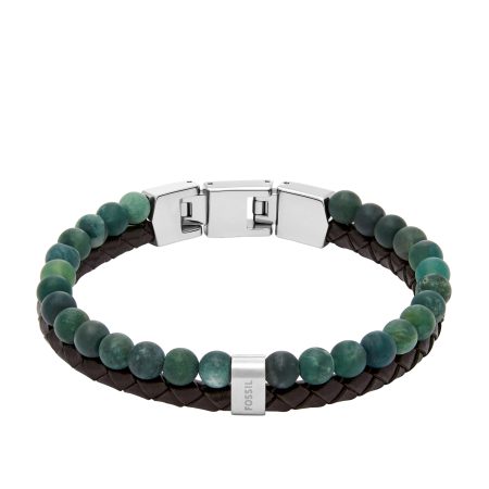 Fossil Beads Brown Leather Multi-Strand Bracelet - Preorder