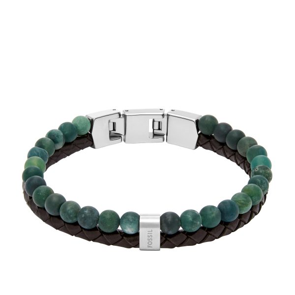 Fossil Beads Brown Leather Multi-Strand Bracelet - Preorder