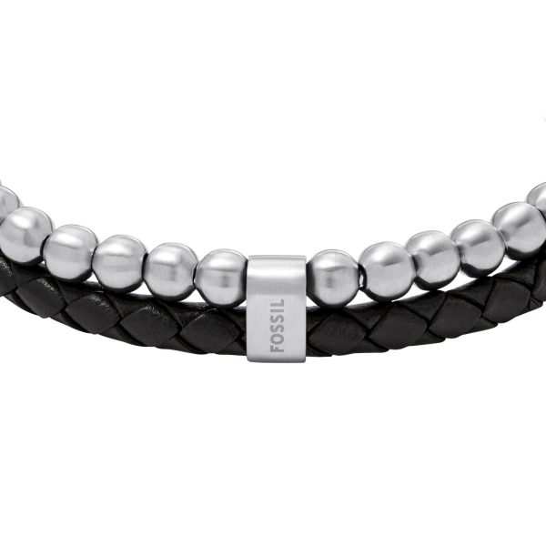 Fossil Beads Black Leather Multi-Strand Bracelet - Preorder