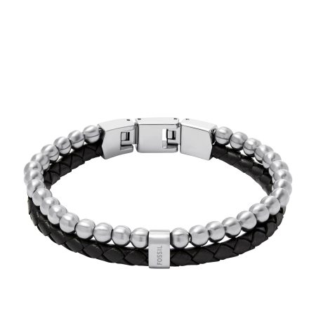 Fossil Beads Black Leather Multi-Strand Bracelet - Preorder
