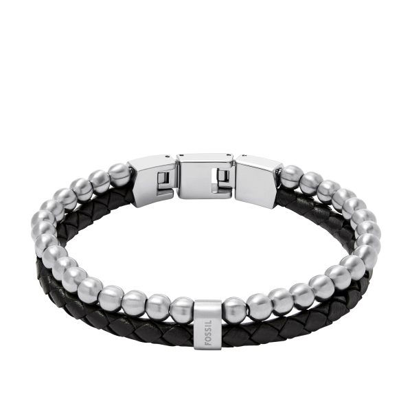 Fossil Beads Black Leather Multi-Strand Bracelet - Preorder