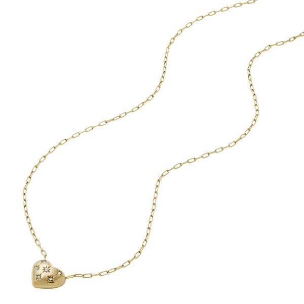 Fossil Sadie All My Love Gold-Tone Stainless Steel Heart Pendant Necklace - Preorder