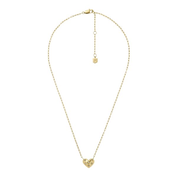 Fossil Sadie All My Love Gold-Tone Stainless Steel Heart Pendant Necklace - Preorder