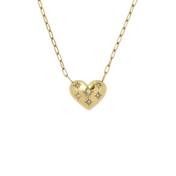 Fossil Sadie All My Love Gold-Tone Stainless Steel Heart Pendant Necklace - Preorder
