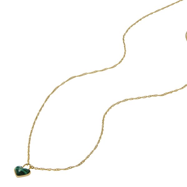 Fossil Sutton Modern Meadows Reconstituted Malachite Heart Pendant Necklace - Preorder