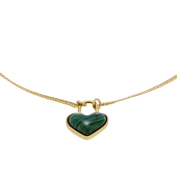 Fossil Sutton Modern Meadows Reconstituted Malachite Heart Chain Bracelet - Preorder