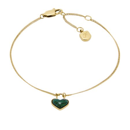 Fossil Sutton Modern Meadows Reconstituted Malachite Heart Chain Bracelet - Preorder