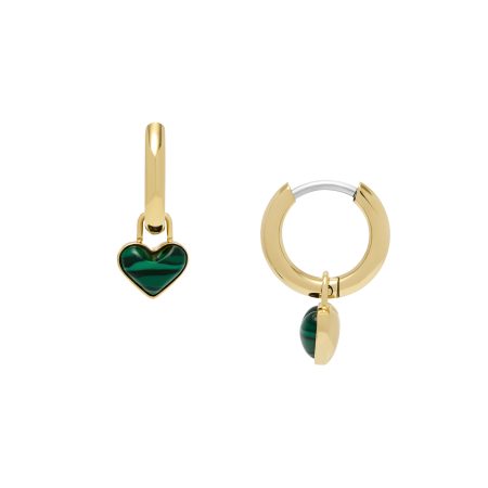 Fossil Sutton Modern Meadows Reconstituted Malachite Heart Hoop Earrings - Preorder
