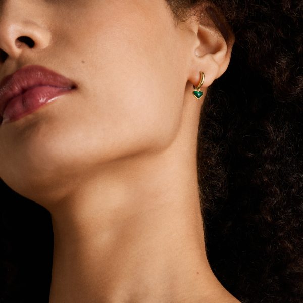 Fossil Sutton Modern Meadows Reconstituted Malachite Heart Hoop Earrings - Preorder
