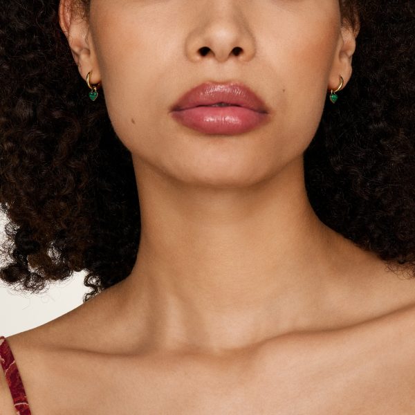 Fossil Sutton Modern Meadows Reconstituted Malachite Heart Hoop Earrings - Preorder