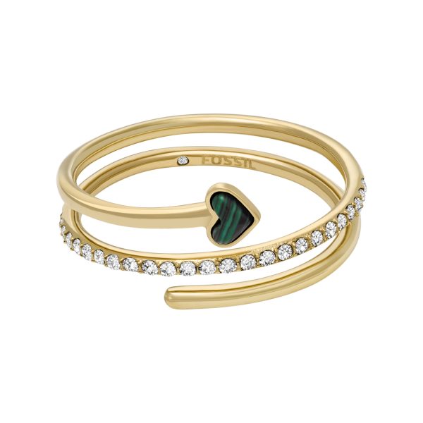 Fossil Sutton Modern Meadows Reconstituted Malachite Prestack Heart Ring - Preorder