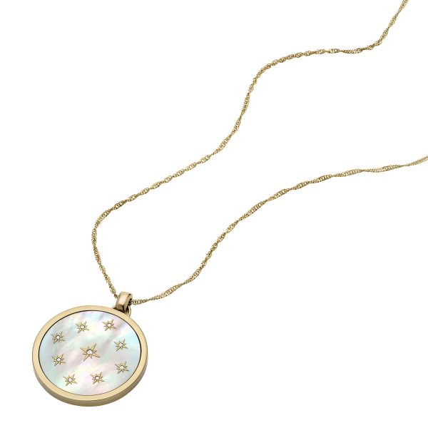 Fossil Merrit Northlight Collection Gold-Tone Stainless Steel Pendant Necklace - Preorder