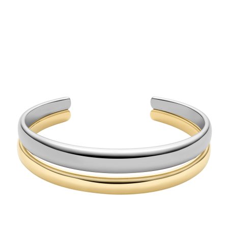 Fossil Ellis Domed Collection Two-Tone Stainless Steel Cuff Bracelet - Preorder