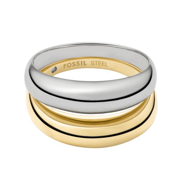 Fossil Ellis Domed Collection Two-Tone Stainless Steel Stack Ring - Preorder