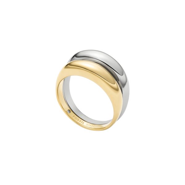 Fossil Ellis Domed Collection Two-Tone Stainless Steel Stack Ring - Preorder