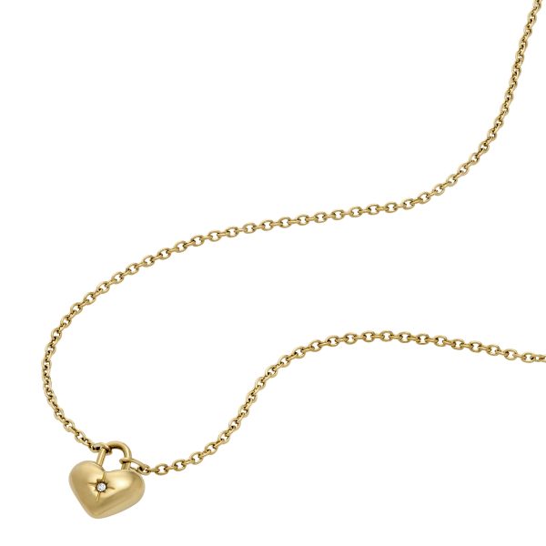 Fossil Sadie Gold-Tone Stainless Steel Heart Necklace and Earrings Gift Set - Preorder