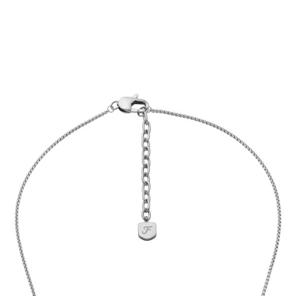 Fossil Machine Knurled Texture Stainless Steel Dog Tag Necklace - Preorder