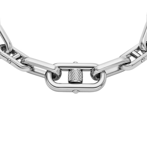 Fossil Machine Knurled Texture Stainless Steel Chain Bracelet - Preorder