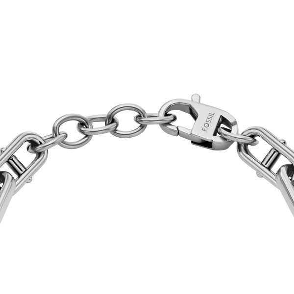 Fossil Machine Knurled Texture Stainless Steel Chain Bracelet - Preorder