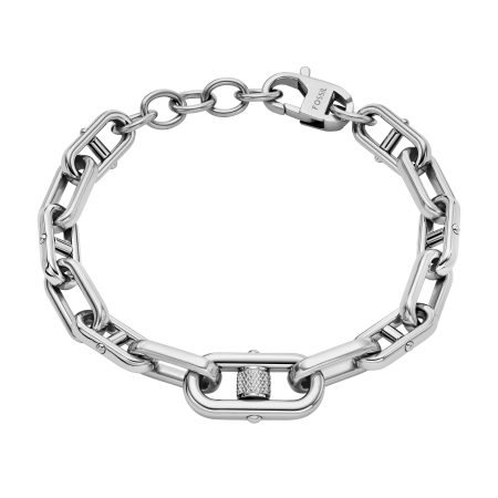 Fossil Machine Knurled Texture Stainless Steel Chain Bracelet - Preorder