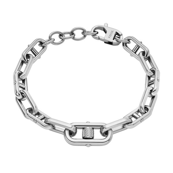 Fossil Machine Knurled Texture Stainless Steel Chain Bracelet - Preorder
