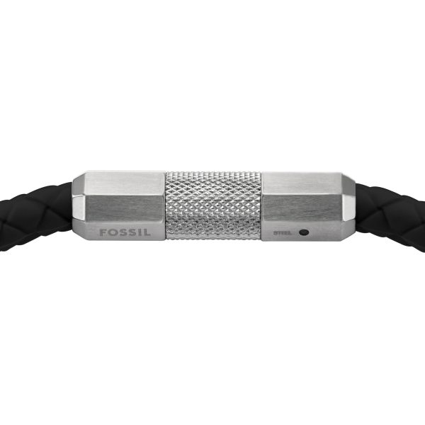 Fossil Machine Knurled Texture Black Silicone Station Bracelet - Preorder