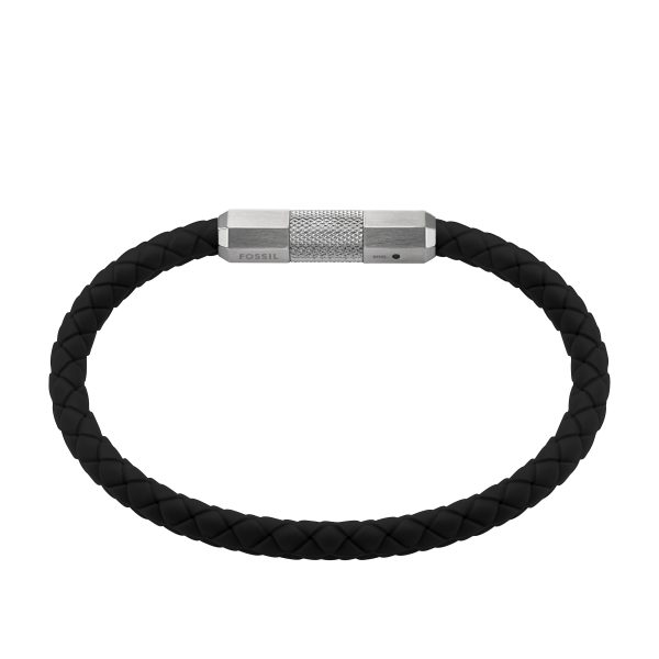Fossil Machine Knurled Texture Black Silicone Station Bracelet - Preorder