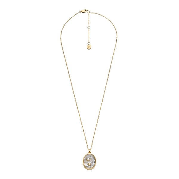 Fossil Sutton Shaky Glitz Gold-Tone Stainless Steel Moon and Star Pendant Necklace - Preorder