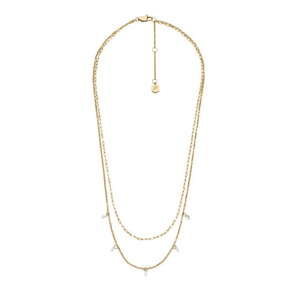 Fossil Ellis Shaky Glitz Gold-Tone Stainless Steel Multi-Strand Necklace - Preorder