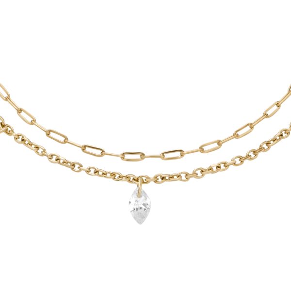 Fossil Ellis Shaky Glitz Gold-Tone Stainless Steel Multi-Strand Bracelet - Preorder