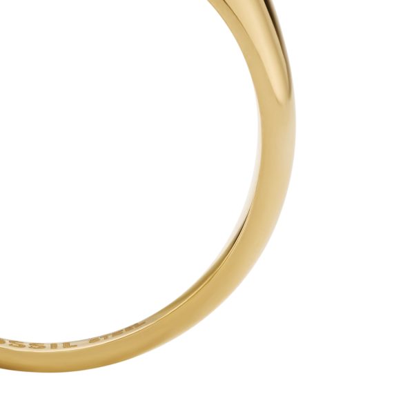 Fossil Sutton Shaky Glitz Gold-Tone Stainless Steel Moon and Star Signet Ring - Preorder