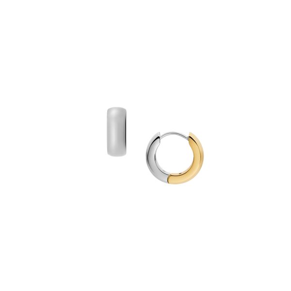 Fossil Ellis Domed Collection Two-Tone Stainless Steel Hoop Earrings - Preorder