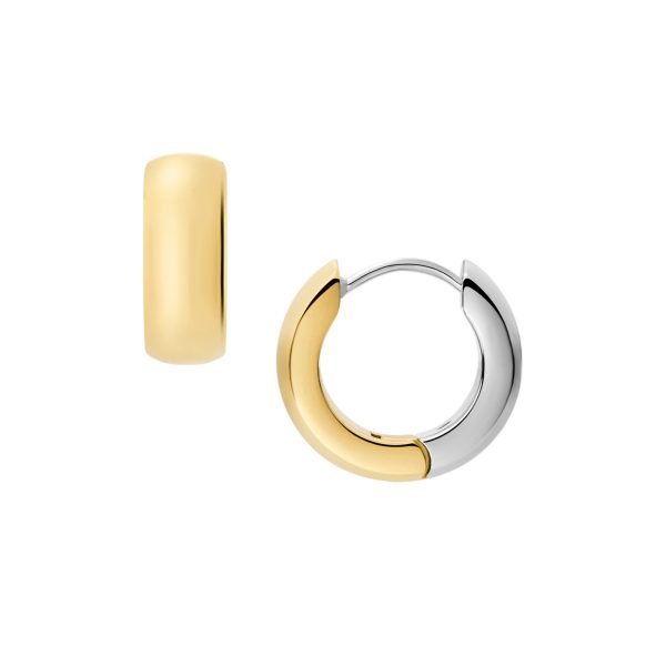 Fossil Ellis Domed Collection Two-Tone Stainless Steel Hoop Earrings - Preorder