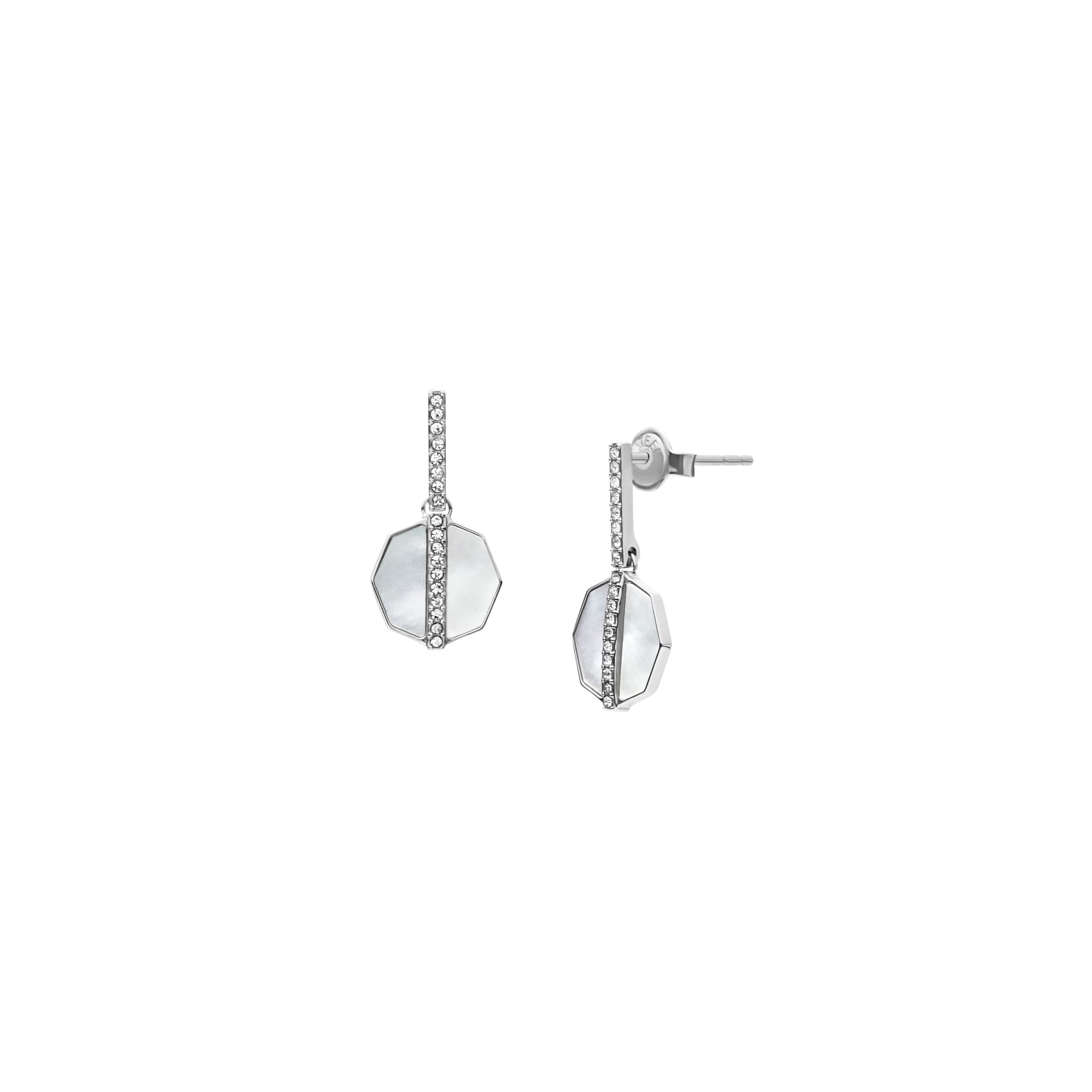 Fossil Merrit Timeless Mother Of Pearl Silver-Tone Stainless Steel Drop Earrings - Preorder - Image 6