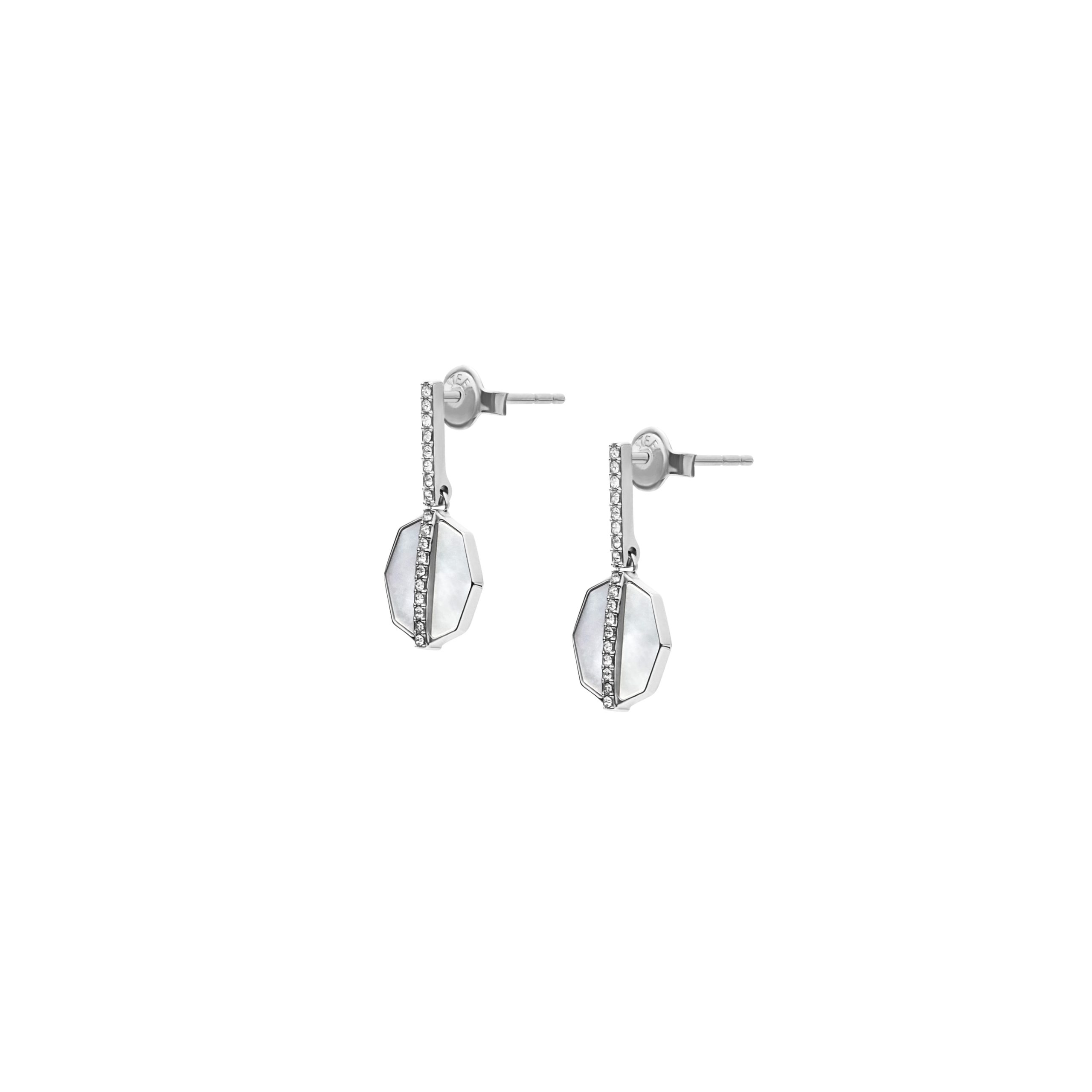 Fossil Merrit Timeless Mother Of Pearl Silver-Tone Stainless Steel Drop Earrings - Preorder - Image 7