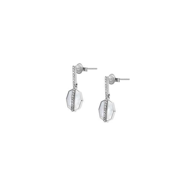 Fossil Merrit Timeless Mother Of Pearl Silver-Tone Stainless Steel Drop Earrings - Preorder