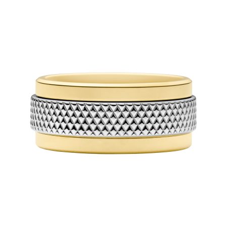 Fossil Machine Knurled Texture Two-Tone Stainless Steel Knurled Band Ring - Preorder