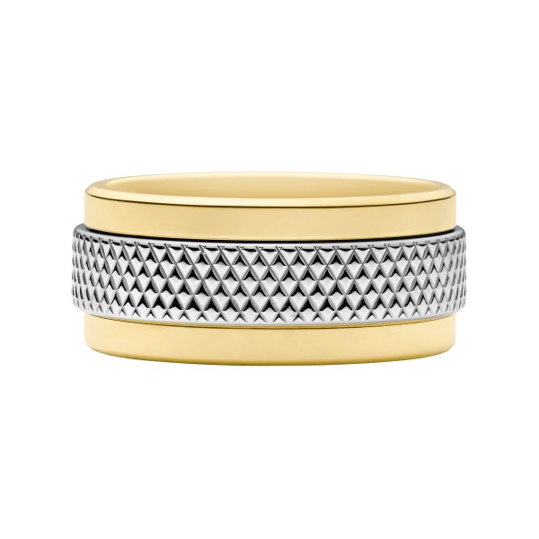 Fossil Machine Knurled Texture Two-Tone Stainless Steel Knurled Band Ring - Preorder