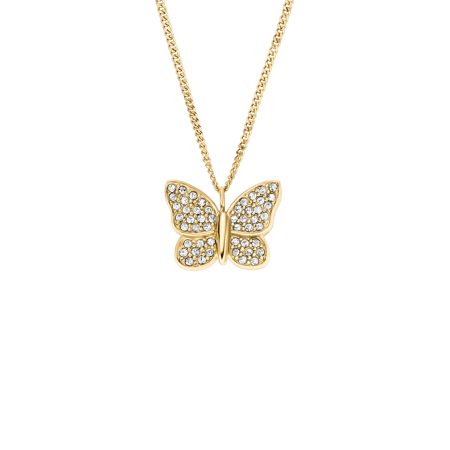 Fossil Sutton Pavé Butterfly Gold-Tone Stainless Steel Pendant Necklace - Preorder