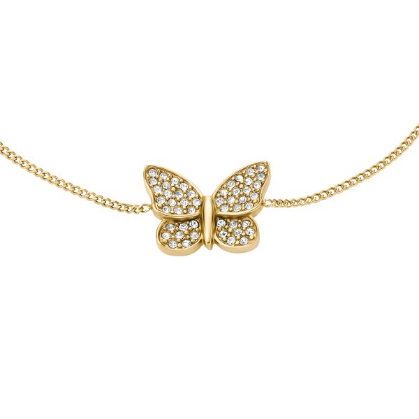 Fossil Sutton Pavé Butterfly Gold-Tone Stainless Steel Station Bracelet - Preorder